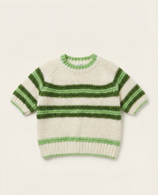 The Sunday Stroll Striped Knit Sweater- Green