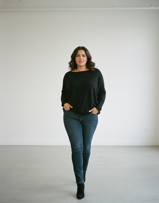 The Essential  Italian Batwing Sweater- Black