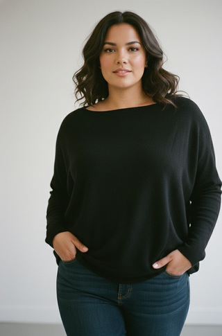 The Essential  Italian Batwing Sweater- Black