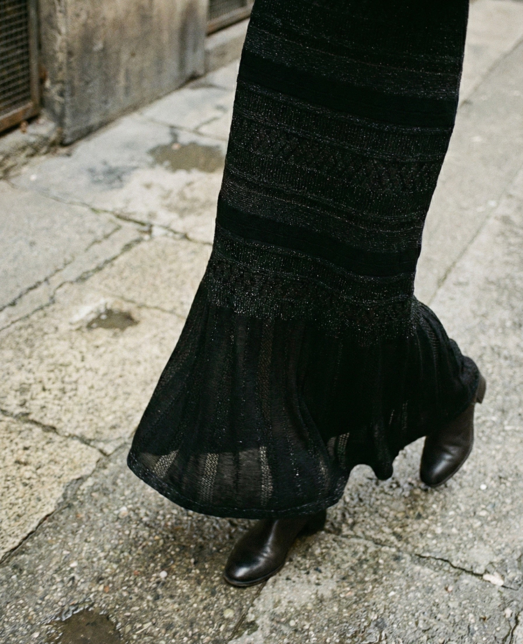 The Midnight Shimmer Textured Knit Skirt