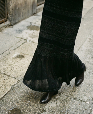 The Midnight Shimmer Textured Knit Skirt