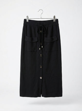 The Autumn Knit Midi Skirt- Black