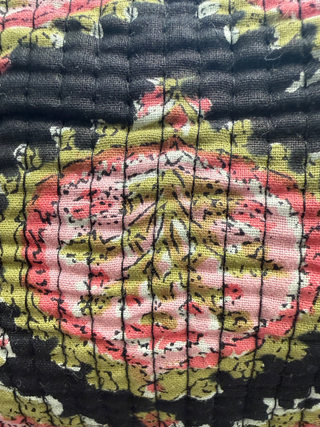 Midnight Rose Block-Print Quilted Pouch