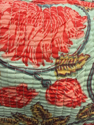 The Heritage Quilted Pouch – Crimson Bloom