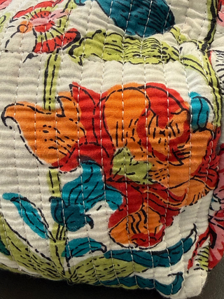 Floral Quilted Artisan Pouch- Vintage Botanical Bloom