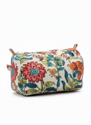 Floral Quilted Artisan Pouch- Vintage Botanical Bloom