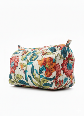 Floral Quilted Artisan Pouch- Vintage Botanical Bloom