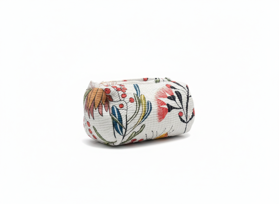 Protea Bloom Quilted Cosmetic Bag