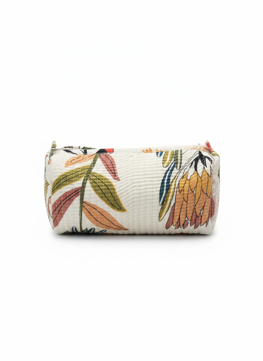 Protea Bloom Quilted Cosmetic Bag