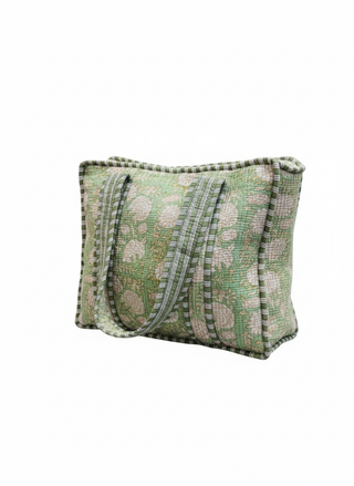 Mint Bloom Zipper Tote