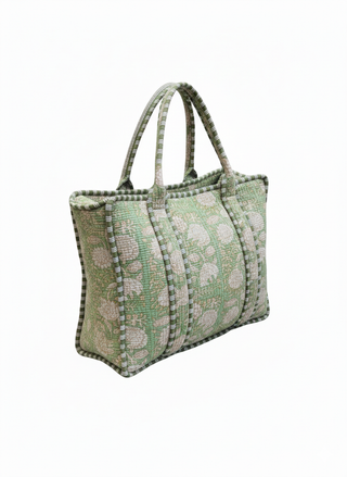 Mint Bloom Zipper Tote