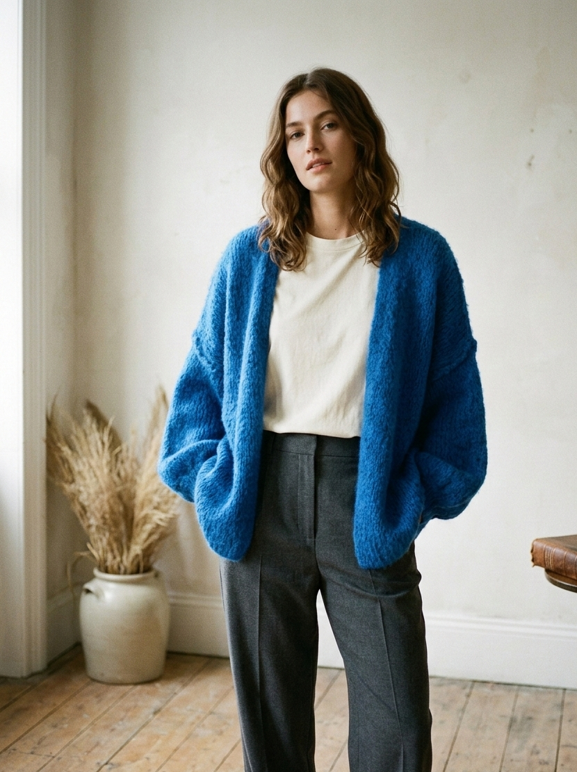 The Azure Oversized Mohair-Blend Cardigan