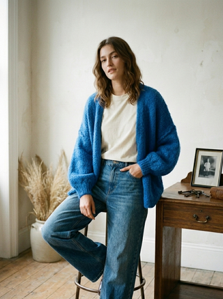 The Azure Oversized Mohair-Blend Cardigan