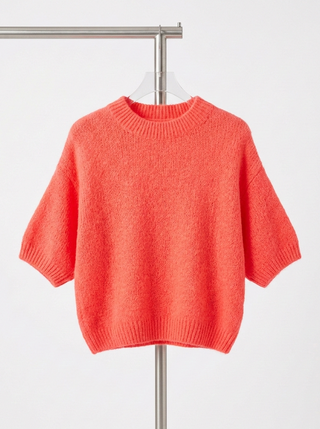 Salmon Pink Alpaca Blend Fuzzy Knit Sweater