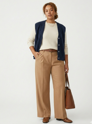 Cloud-Soft Alpaca Blend Button-Front Vest- Navy