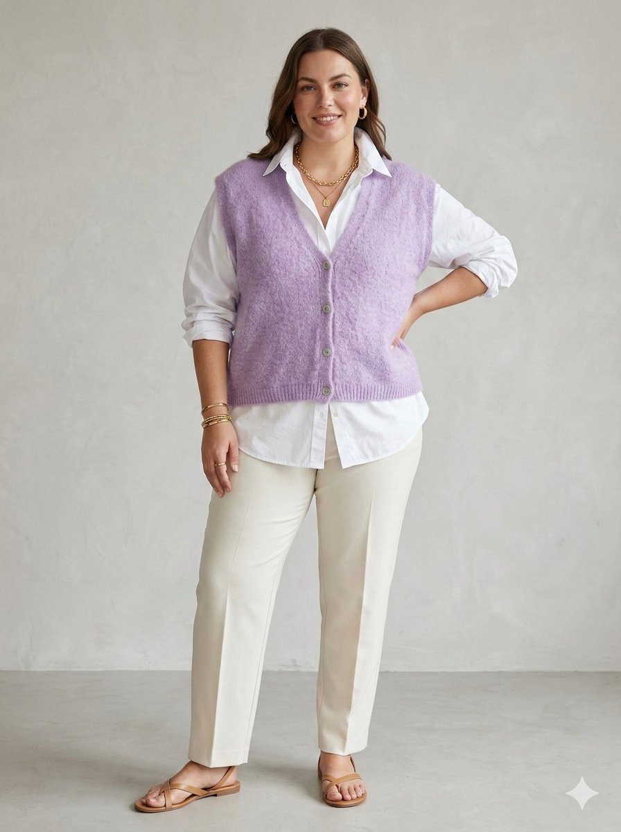 Cloud-Soft Alpaca Blend Button-Front Vest- Mauve