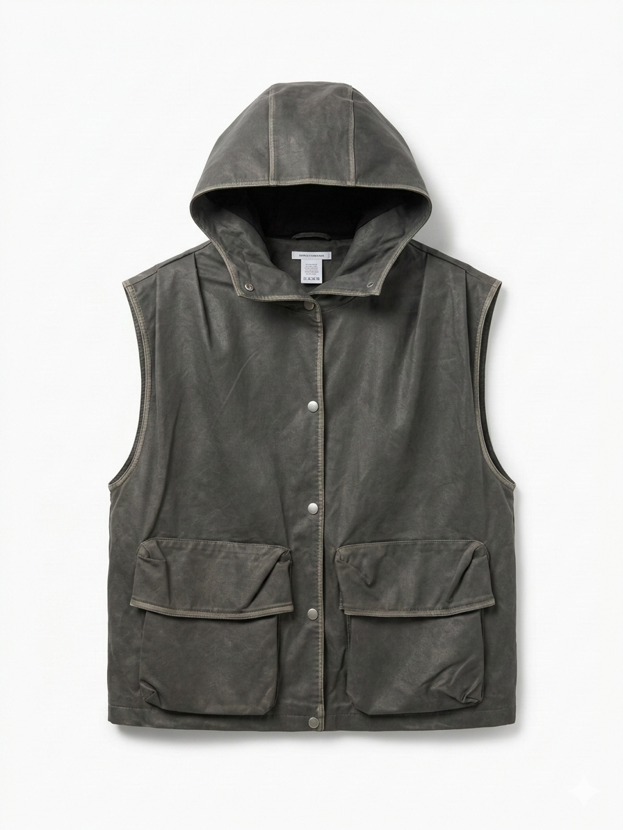 The Urban Explorer Hooded Utility Vest- Grey