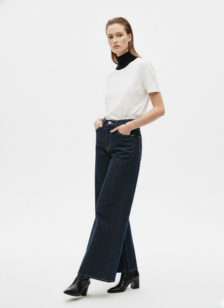 Wide-Leg Denim Culottes