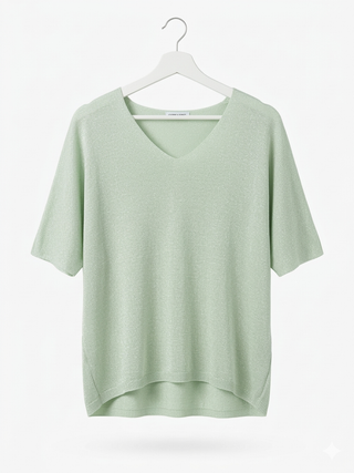 Sage Shimmer V-Neck Knit