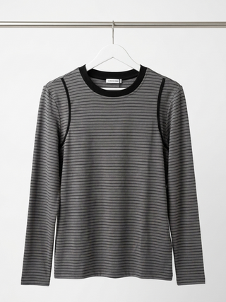 Striped Illusion Long Sleeve Tee-  Grey