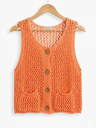 Apricot Crochet Knit Vest
