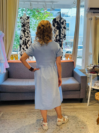 Azure Breeze Italian Dress with Pockets