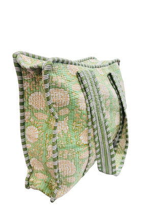 Mint Bloom Zipper Tote