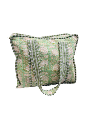 Mint Bloom Zipper Tote