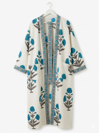 Turquoise Thistle Waffle Robe