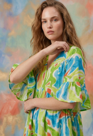 The Kaleidoscope Ruffle Midi