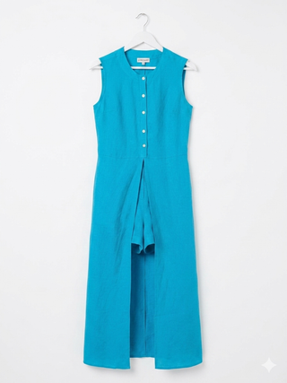 The Riviera Split-Front Jumpsuit-Cerulean