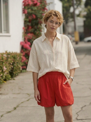 The Breezy Cotton Oversized Shirt- Cream