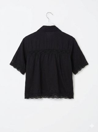 Midnight Eyelet Floral White Embroidery Top