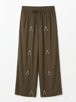 The Sage Embroidered Wide-Leg Pants