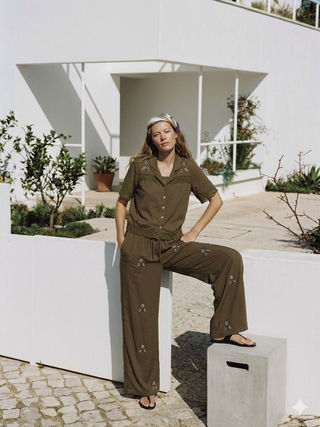 The Sage Embroidered Wide-Leg Pants