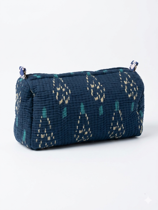 The Indigo Ikat Quilted Toiletry Bag