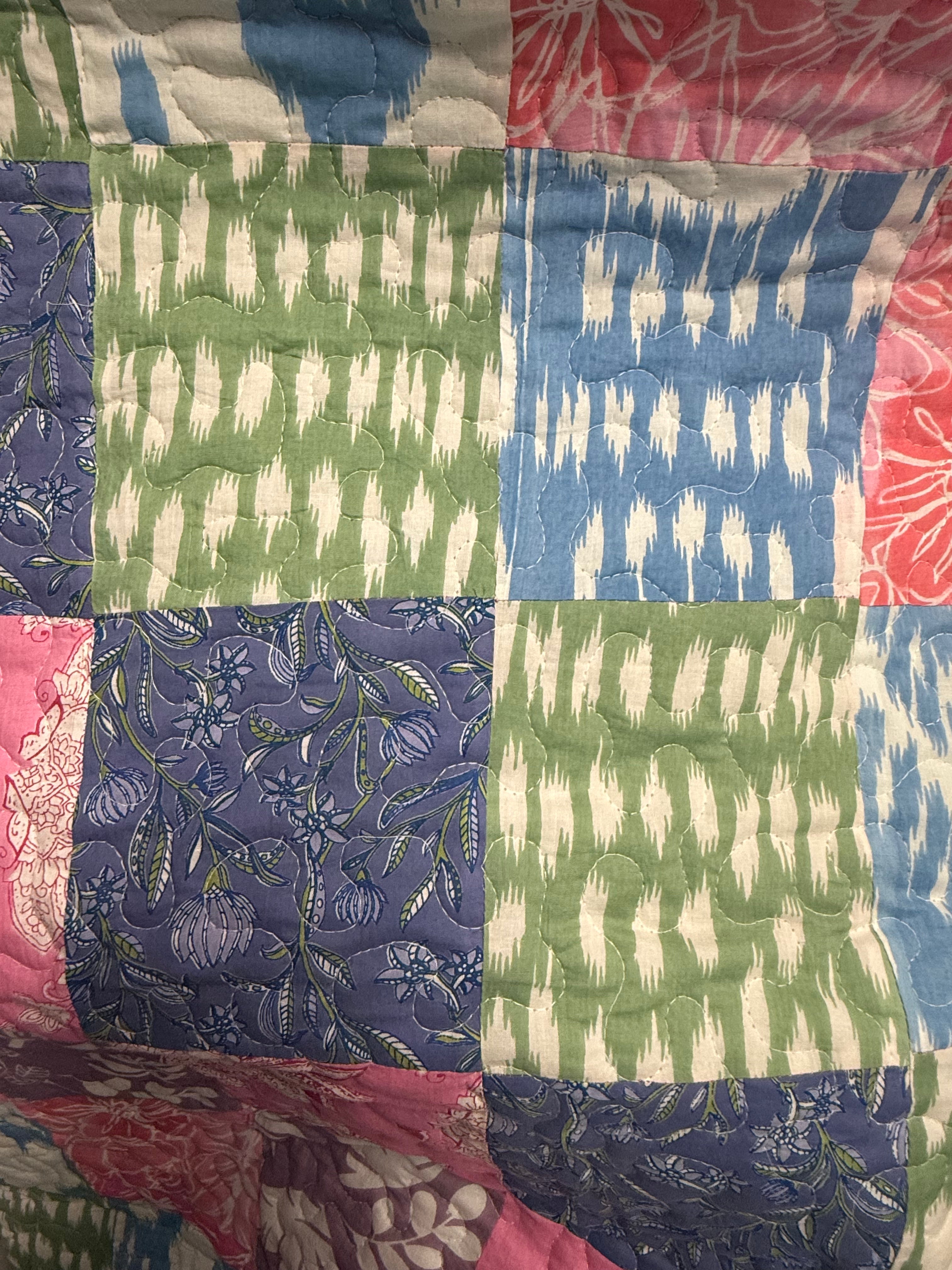 Artisan Reversible Queen Size Cotton Quilt – Midnight Paisley & Pastel Patchwork