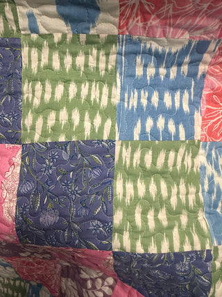Artisan Reversible Queen Size Cotton Quilt – Midnight Paisley & Pastel Patchwork