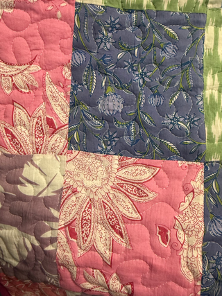 Artisan Reversible Queen Size Cotton Quilt – Midnight Paisley & Pastel Patchwork