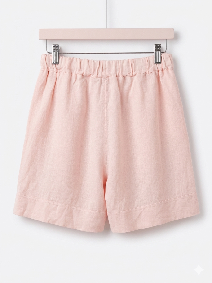 Linen Breezes Lounge Shorts- 
Blush Pink