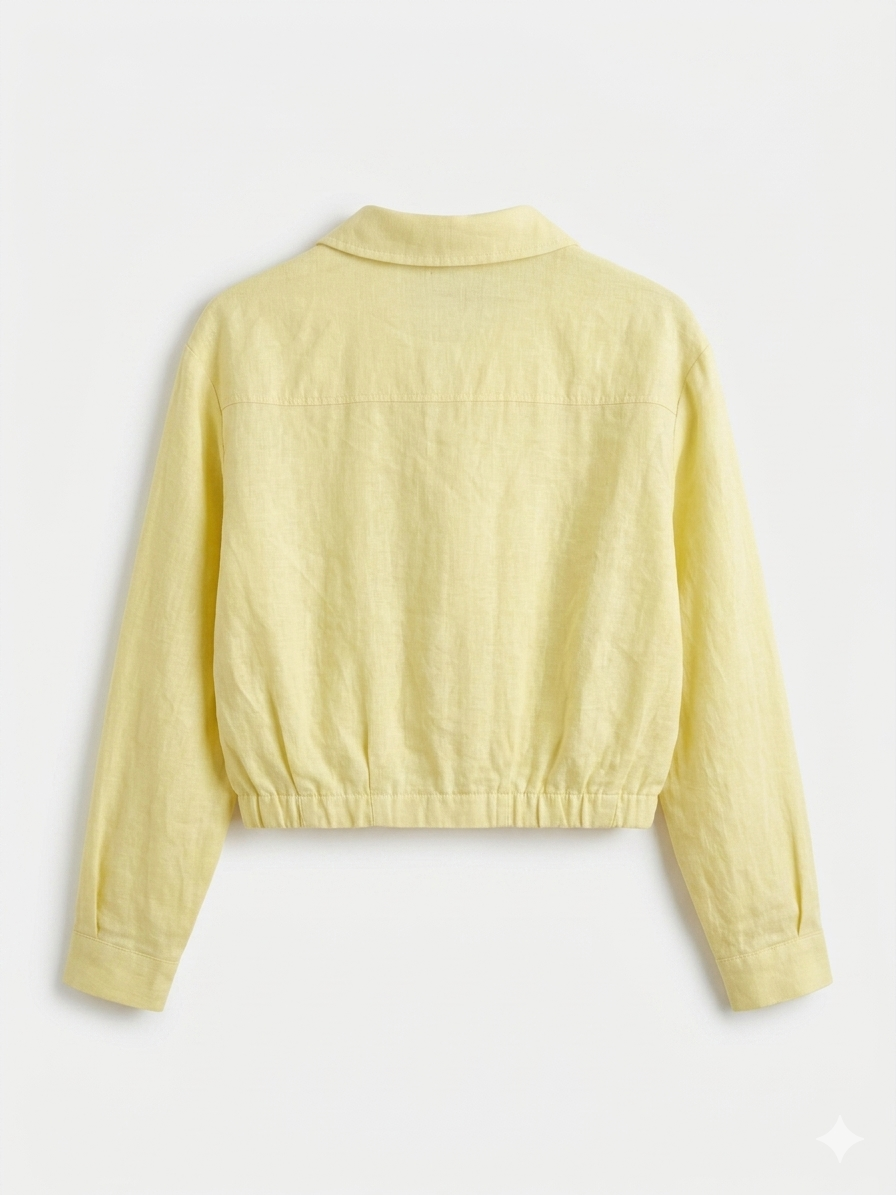 LIGNANO LINEN CROP JACKET- YELLOW