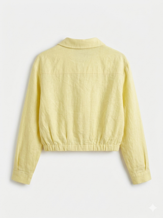 LIGNANO LINEN CROP JACKET- YELLOW