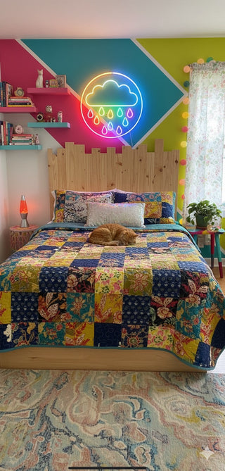 Marigold Floral Patchwork Reversible King Size Cotton Quilts