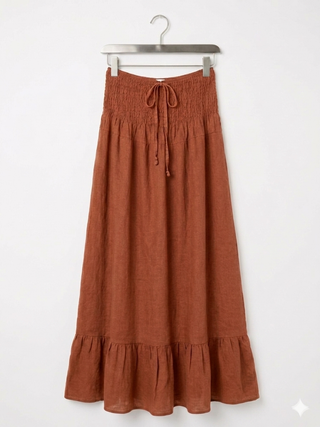 PREMIUM ITALIAN LINEN MIDXI DRESS- RUST