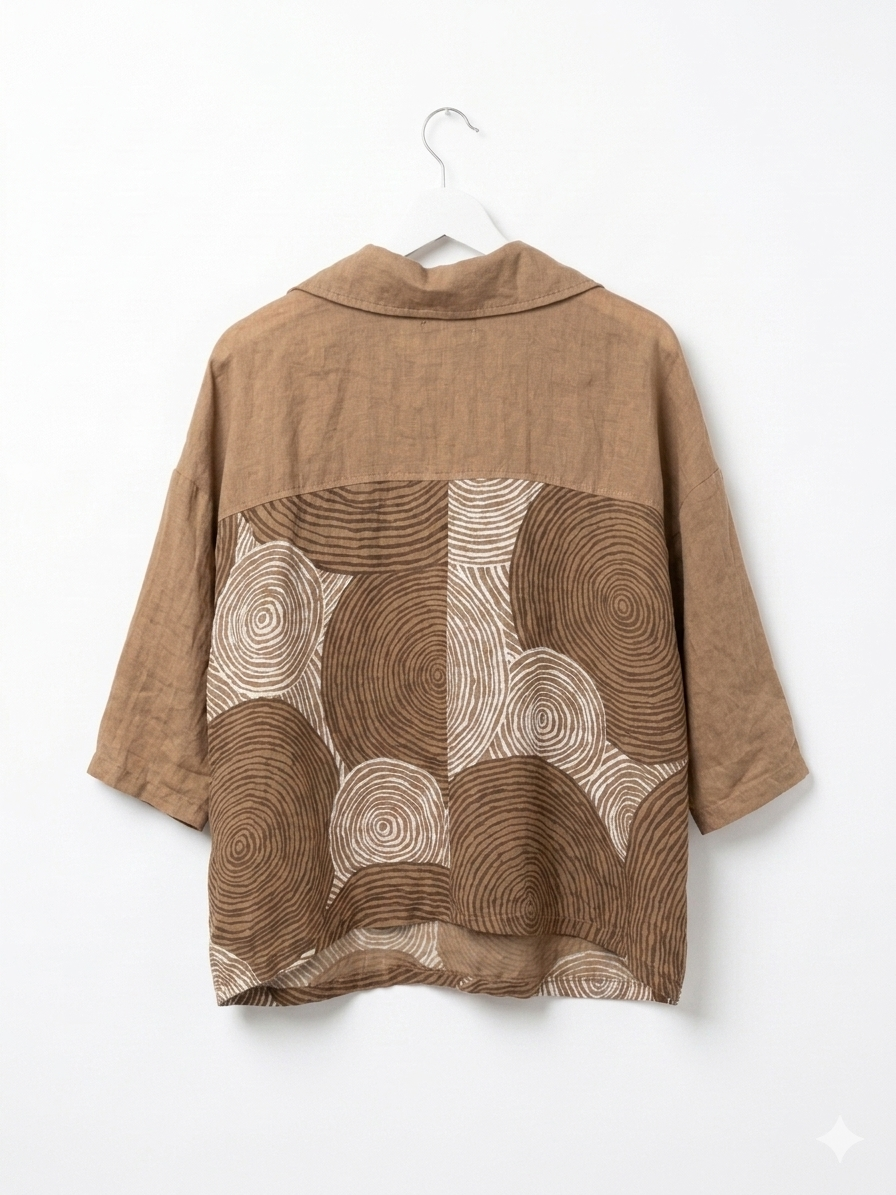 Swirl Italian Linen Shirt - Tan