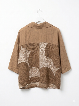 Swirl Italian Linen Shirt - Tan