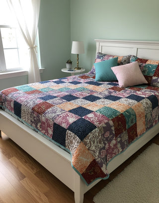 Bohemian Reversible Patchwork Quilt- Queen Size