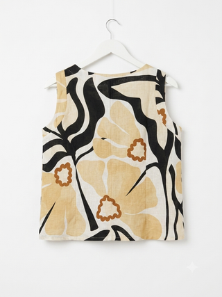 PRINTED ITALIAN LINEN TOP-  WARM FLORAL