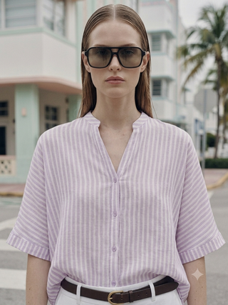 THE STRIPED RESORT SHIRT- MAUVE