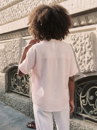 THE STRIPED RESORT SHIRT- PASTEL PINK